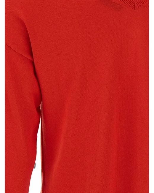 Kangra Red Side-Slit V-Neck Sweater