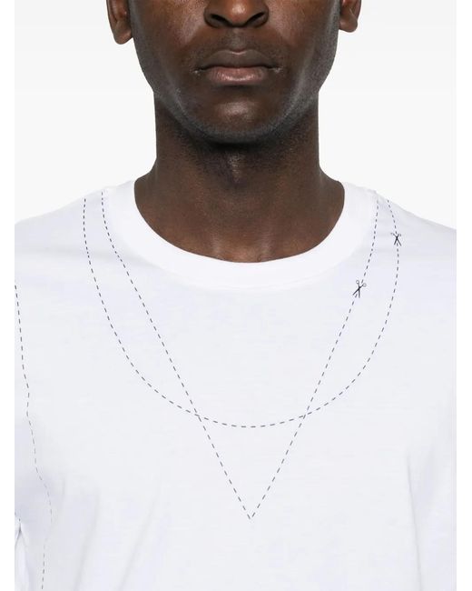 MM6 by Maison Margiela White Stitch-Print Cotton T-Shirt for men