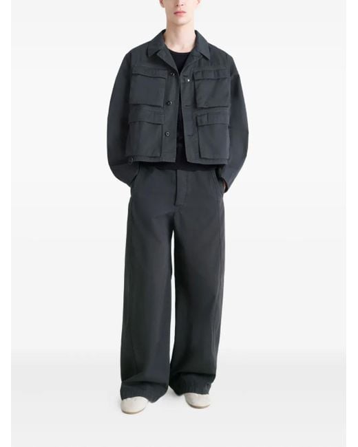 Lemaire Blue Buttoned Pocket Utility Jacket for men