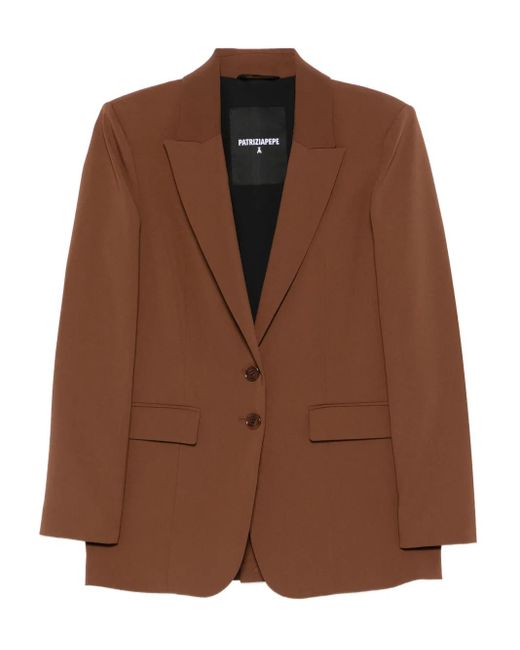 Blazer con solapa de muesca y dos botones Patrizia Pepe de color Brown