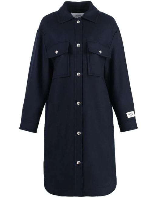 Maison Kitsuné Wollen Jas in het Blue