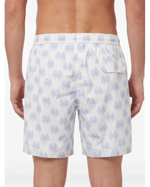 Eleventy White Crab-Print Swim Shorts for men