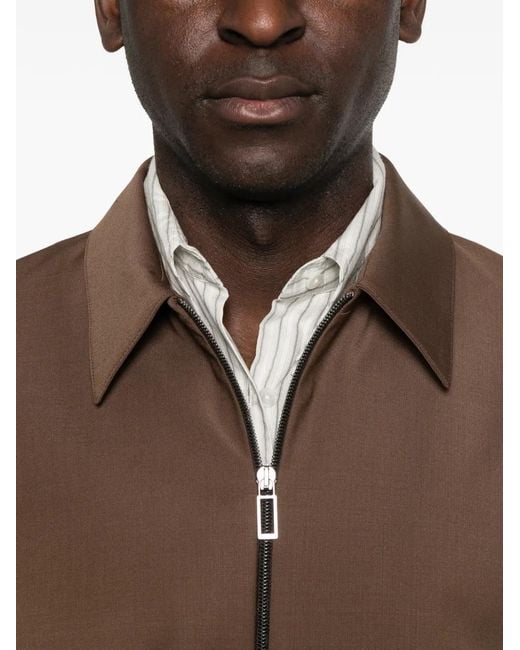 Hōsio Brown Zip-Fastening Pocket Overshirt for men