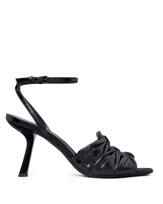 Tory Burch Black 85mm Ruched Leather Sandals