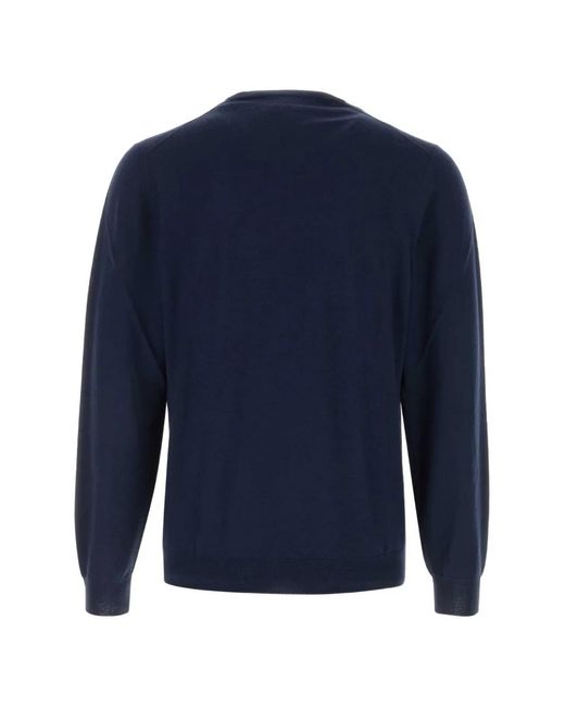 Fedeli Blue Wool Sweater for men