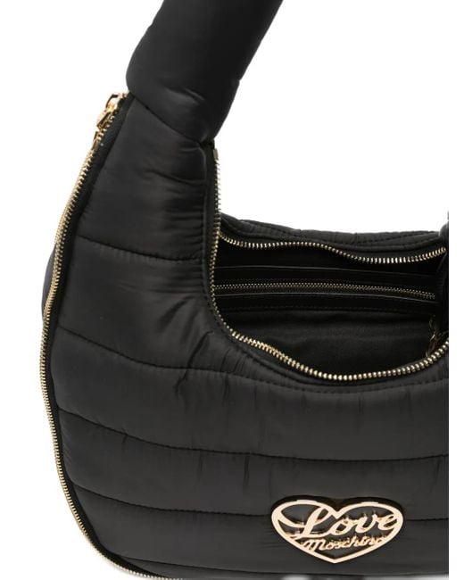 Love Moschino Black Heart-Plaque Quilted Tote Bag
