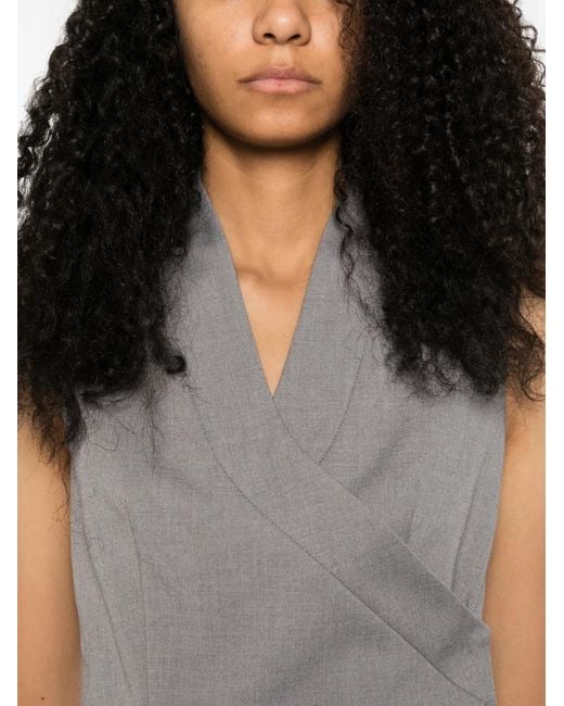 A.M.G Gray Sleeveless Crossover Waistcoat