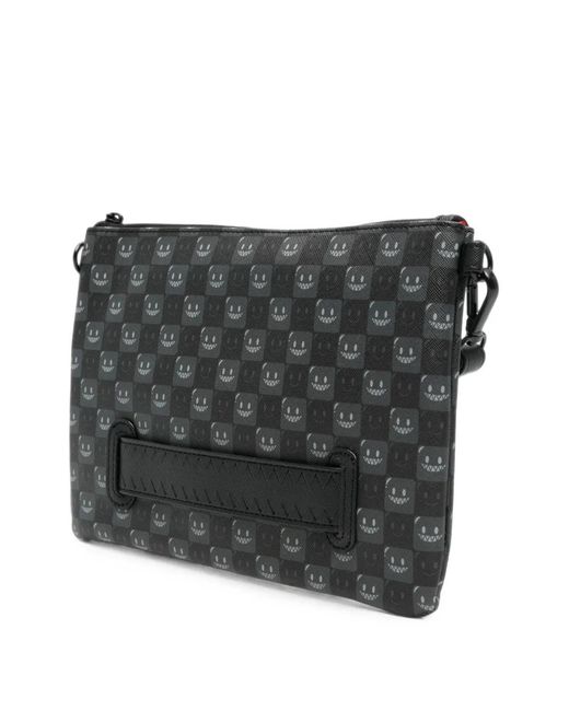 Sprayground Black Shark Mouth Checkered Clutch Bag for men