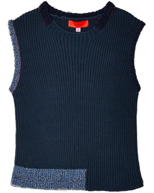 Eckhaus Latta Blue Cinder Ribbed-knit Jumper for men