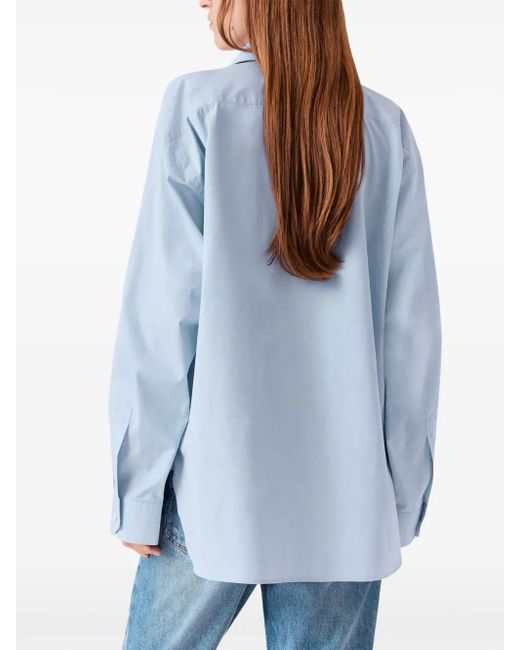 Stella McCartney Blue Relaxed Fit Shirt With Cut-Out Shoulders And Chain Detailing