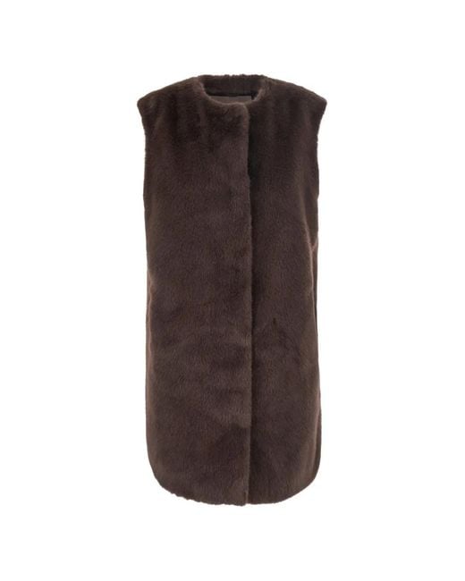 Herno Brown Faux-Fur Sleeveless Coat
