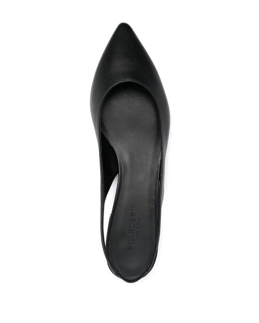 Scarosso Black Slingback Leather Ballerinas