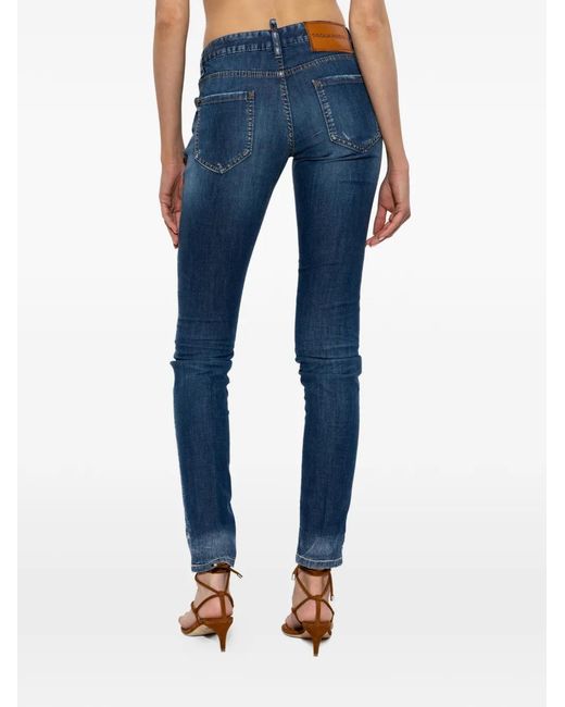 DSquared² Blue Jenna Distressed Faded-Effect Jeans