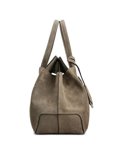 Tod's Gray Logo-Patch Suede Tote Bag
