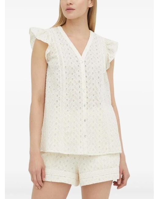 Bruuns Bazaar White Eyelet Ruffled Shirt