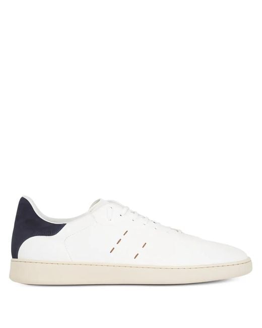 Kiton White Suede Panelled Trainers for men