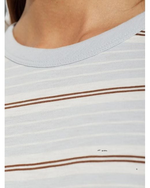 Rag & Bone White Striped Cotton T-Shirt
