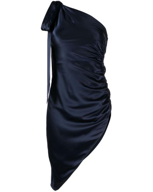 Michelle Mason Blue Asymmetric Silk Dress