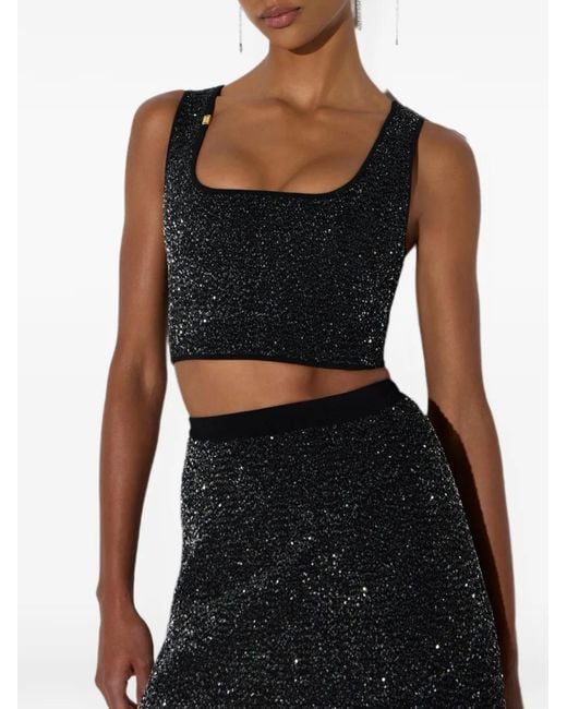 Elisabetta Franchi Black Knit Top With Sequins