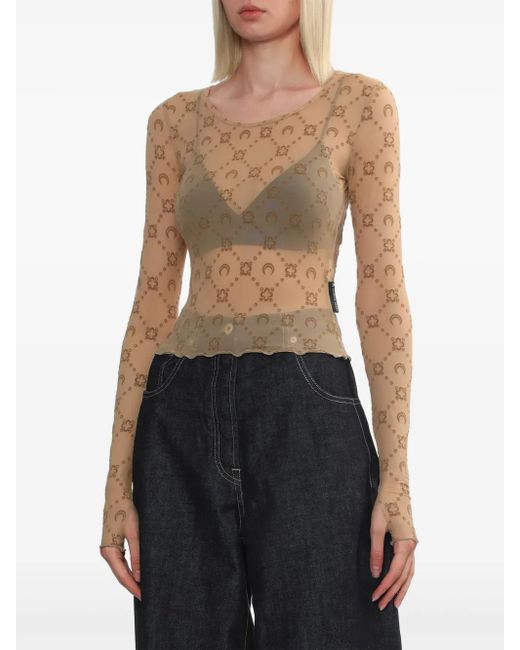 MARINE SERRE Natural Monogram Crewneck Top