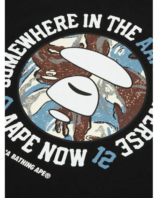 Camiseta con logo estampado Aape By A Bathing Ape de hombre de color Black