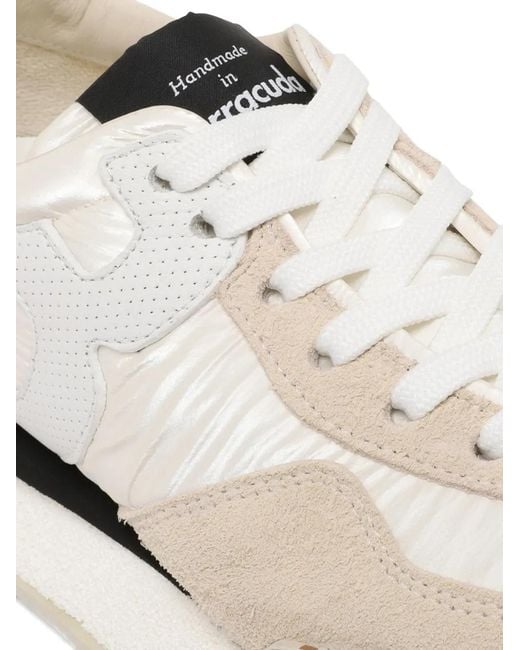 Barracuda White Suede-Panelled Spiked-Sole Sneakers