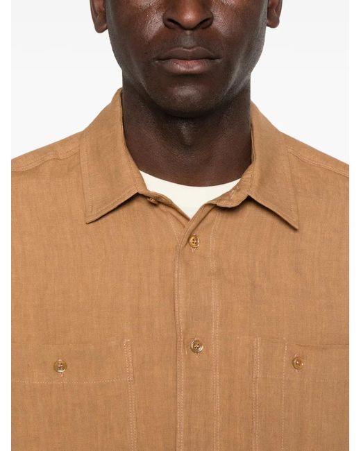Amaranto Natural Chest-Pockets Long-Sleeve Shirt for men