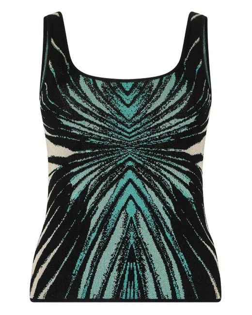 Roberto Cavalli Green Printed Tank Top