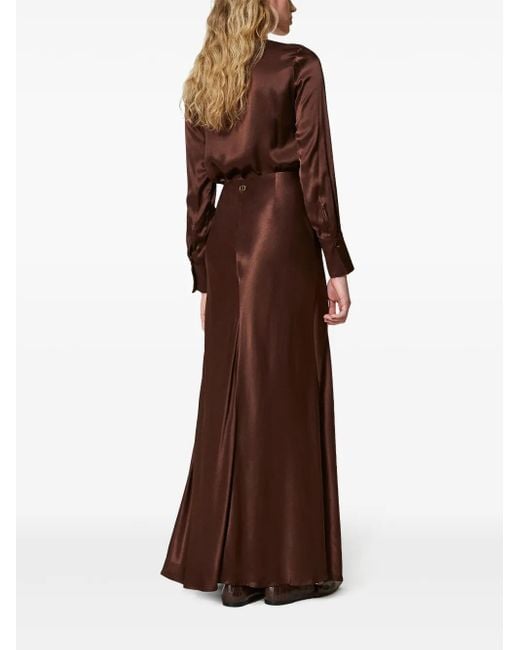 Twinset Brown Draped Satin Skirt