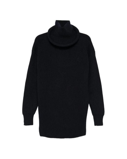 Balenciaga Blue Oversize-Ring Ribbed Sweater