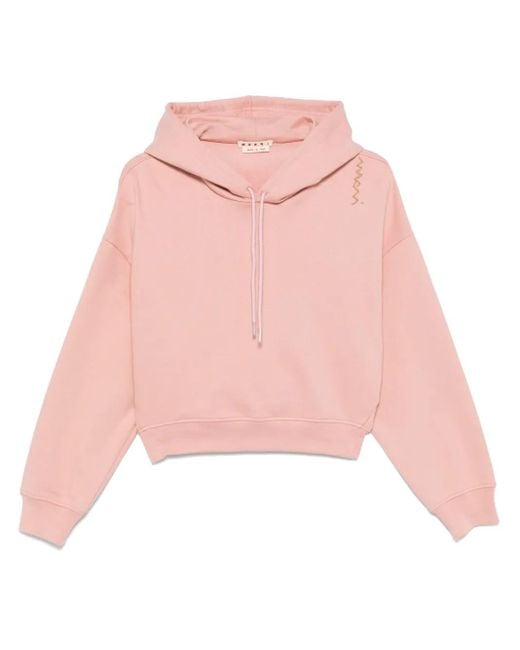 Marni Pink Embroidered Logo Hoodie For
