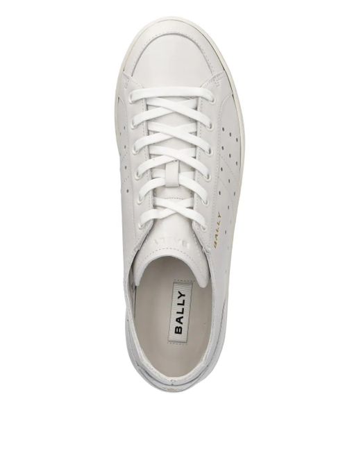 Bally White Perforated Leather Sneakers for men