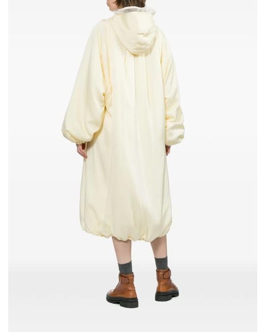 Enfold White Hooded Balloon-Sleeve Coat