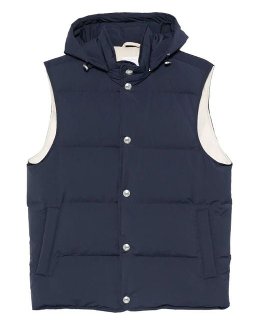 Gilet Trapuntato Con Cappuccio di Eleventy in Blue da Uomo