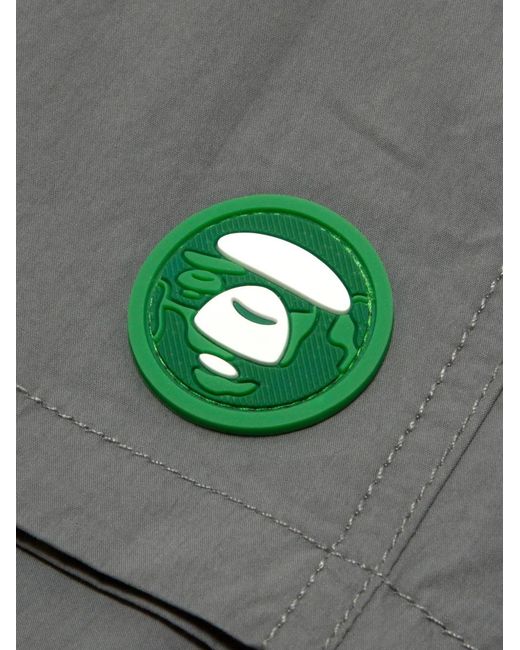 Aape By A Bathing Ape Gray Logo-Patch Shorts for men