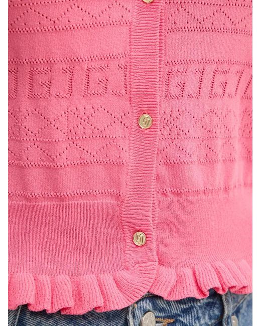 GAUDI Red Ruffled Patterned Cardigan