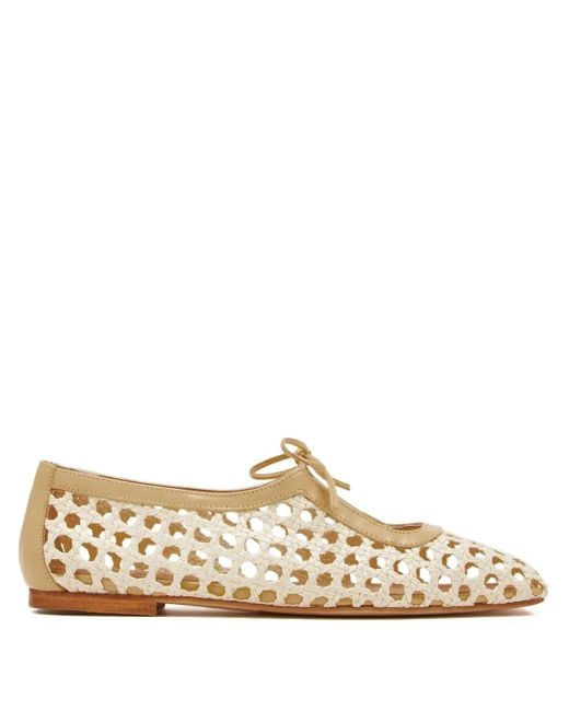 Andrea Gomez Woven Lace-up Ballet Flats White