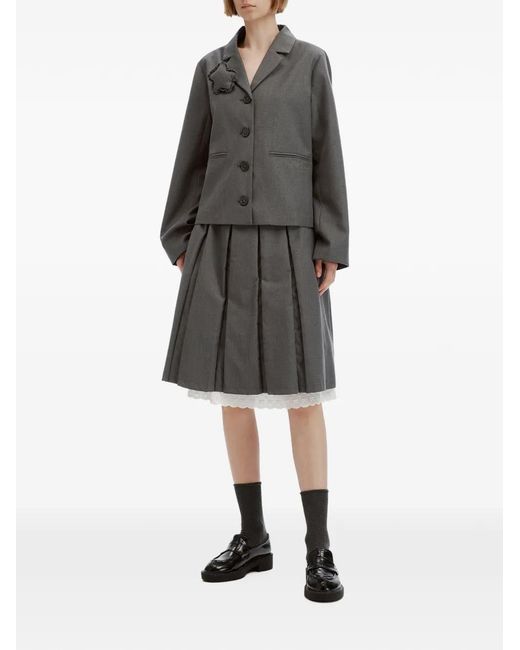 Mini Cream Gray Star-Patchwork Single-Breasted Jacket