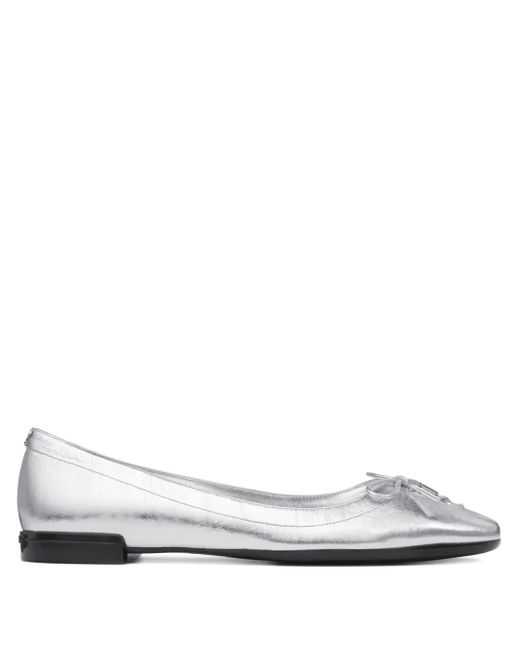Jimmy Choo White Scarlett Lace-Up Bow Ballerina Flats