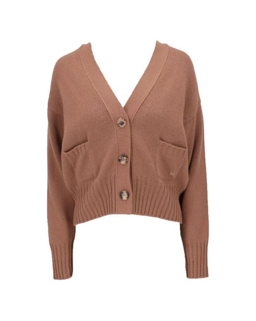 Isaia Brown Button-Up Patch-Pocket Cardigan