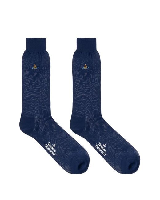 Vivienne Westwood Blue Orb-Embroidered Socks