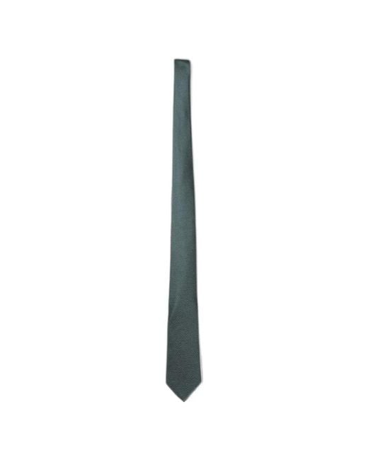 Emporio Armani White Geometric-Pattern Silk Tie for men