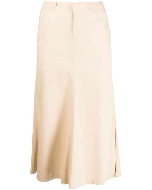 Ralph Lauren Natural Low-Rise Cotton Midi Skirt