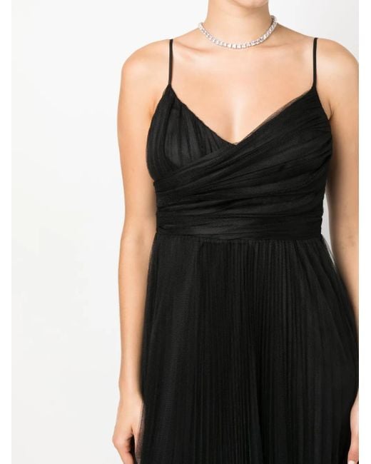 Fabiana Filippi Black Pleated Tulle Maxi Dress