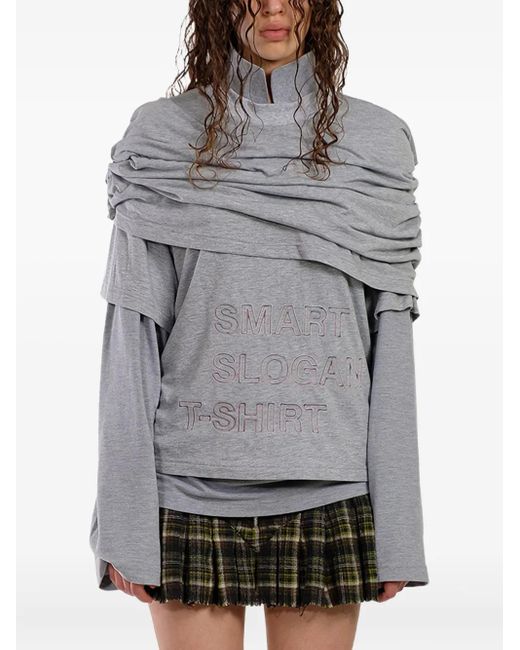 Natasha Zinko Gray Drapiertes Langarmshirt