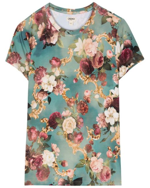 L'Agence Gray Floral-print T-shirt