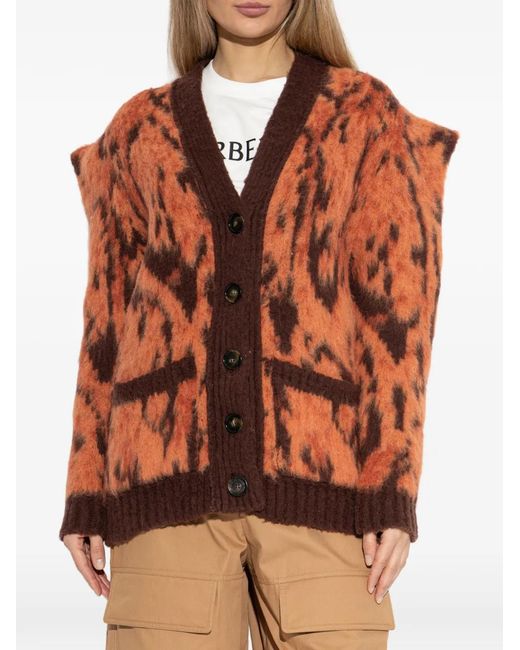 Stella McCartney Orange Cloud Leopard-Print Cardigan