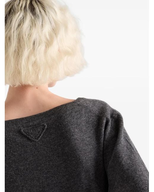 Pull En Cachemire À Col V Prada en coloris Gray