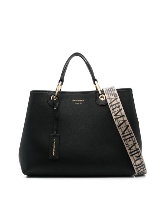 Emporio Armani Black Debossed-Logo Tote Bag