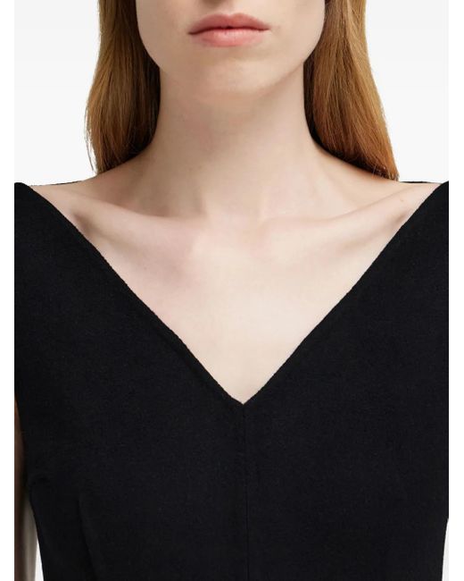 Ferragamo Black Ärmelloses Kleid mit V-Ausschnitt